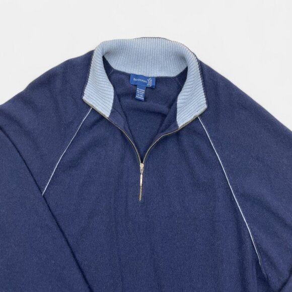 Brookmore Blue Men's Cashmere Zip Collar Long Sleeve Sweater 2XL XXL - Picture 2 of 8